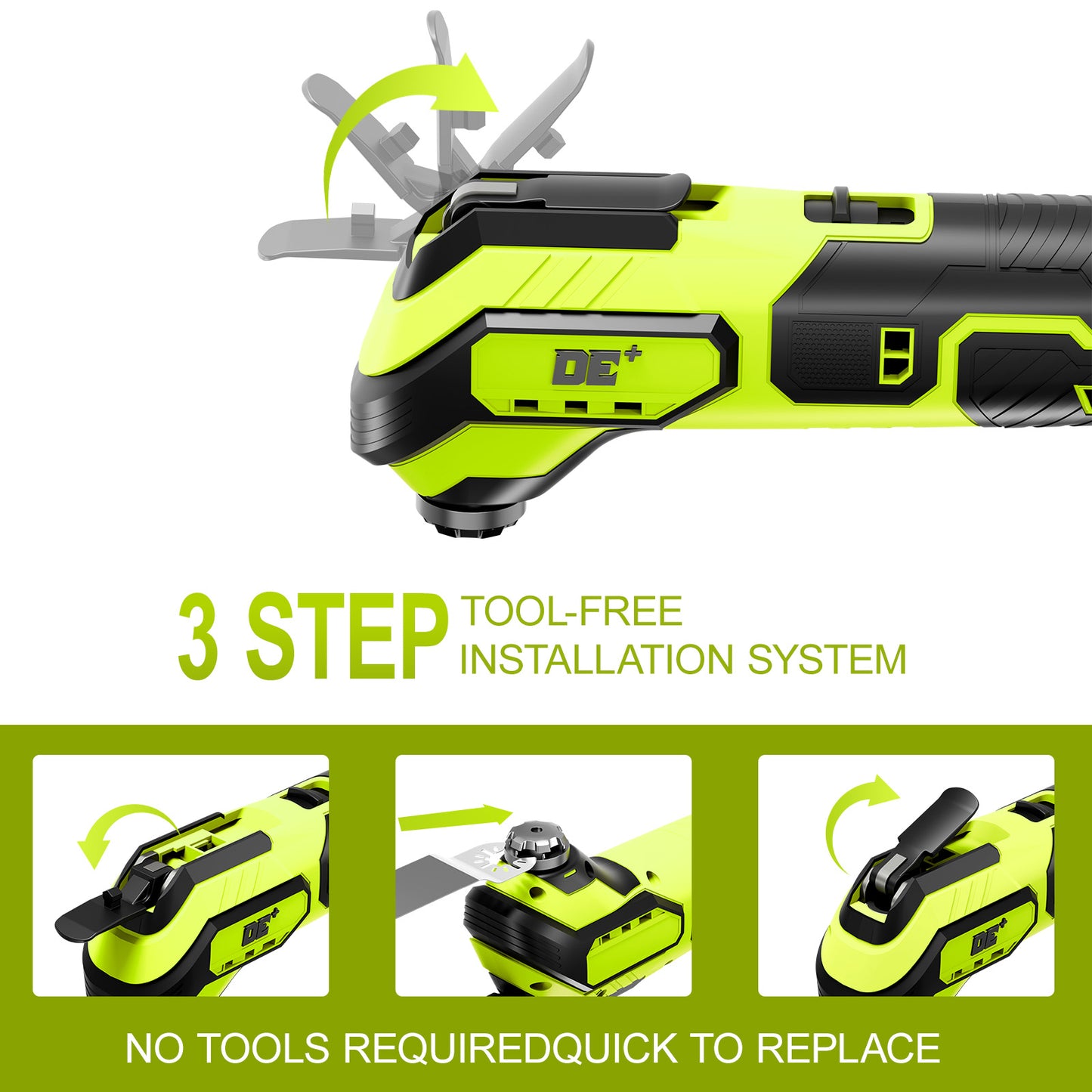 Cordless Oscillating Tool for Dewalt 20V Battery, 6 Variable Speed&3° Oscillation Angle Multi-Tool, 23PCS Tool Kit with Quick-Lock accessory change for Scraping, Sanding, Cutting Wood(Tool Only)