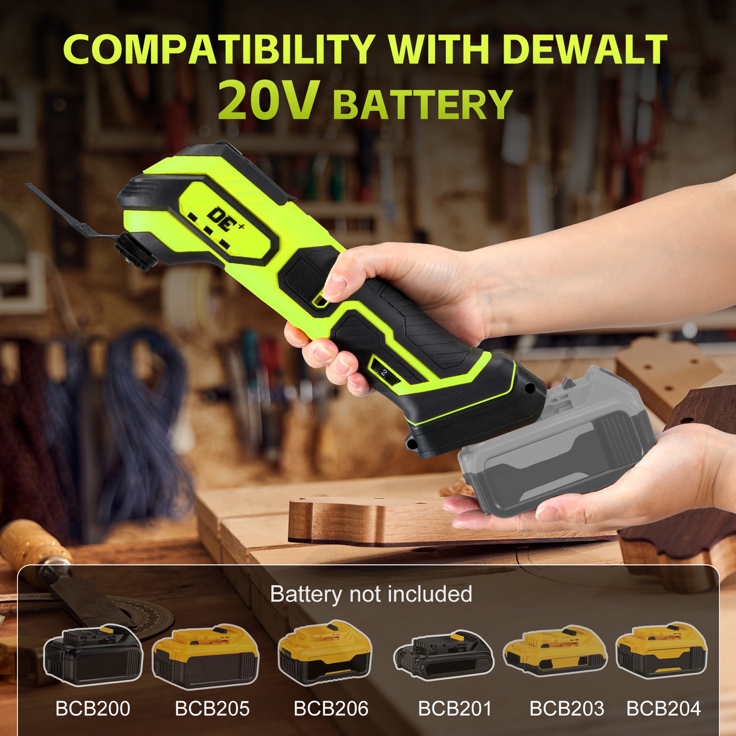 Cordless Oscillating Tool for Dewalt 20V Battery, 6 Variable Speed&3° Oscillation Angle Multi-Tool, 23PCS Tool Kit with Quick-Lock accessory change for Scraping, Sanding, Cutting Wood(Tool Only)