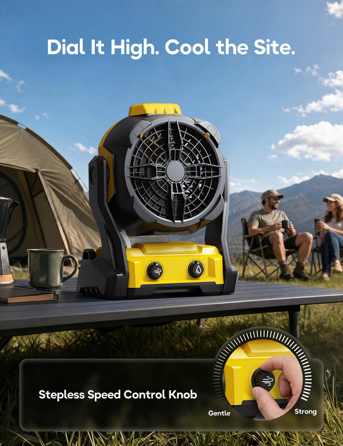 DeForce Portable Misting Fan, for DeWalt 20V Max Battery, Cordless Personal Fan for Outdoor Cooling, Variable Speed, Hook for Hanging, Jobsite, Camping, USB Port, Outdoor&Indoor Use(Bare Tool Only)