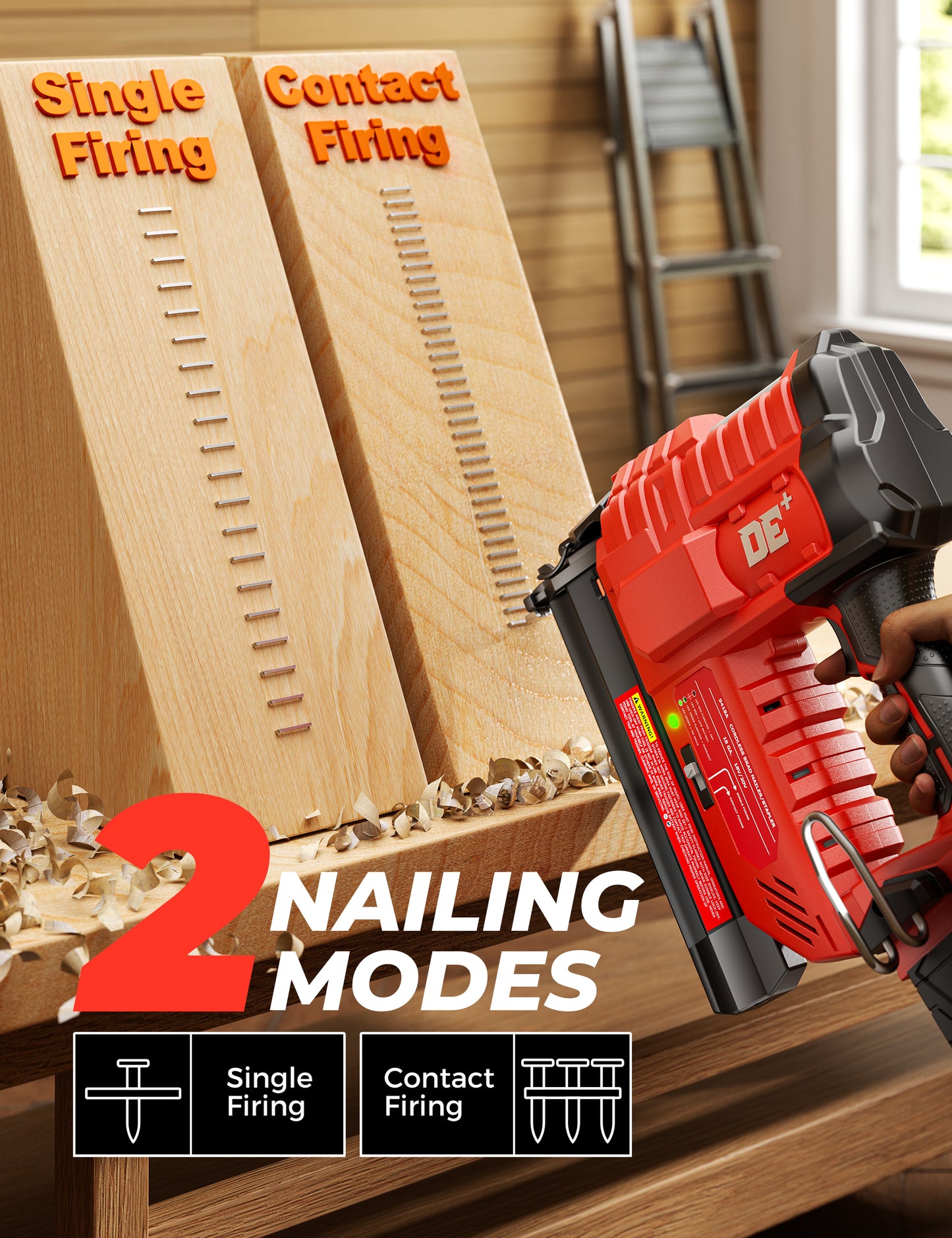 DeForce 18GA Cordless Brad Nailer, 2" Nail Gun for for Milwaukee 18V Battery(No Battery), 2 IN 1 Electric Stapler, 2026 Upgraded Tool-Free Jam Release, 2 Firing Mode, Adjustable Depth, 1000pcs Nails