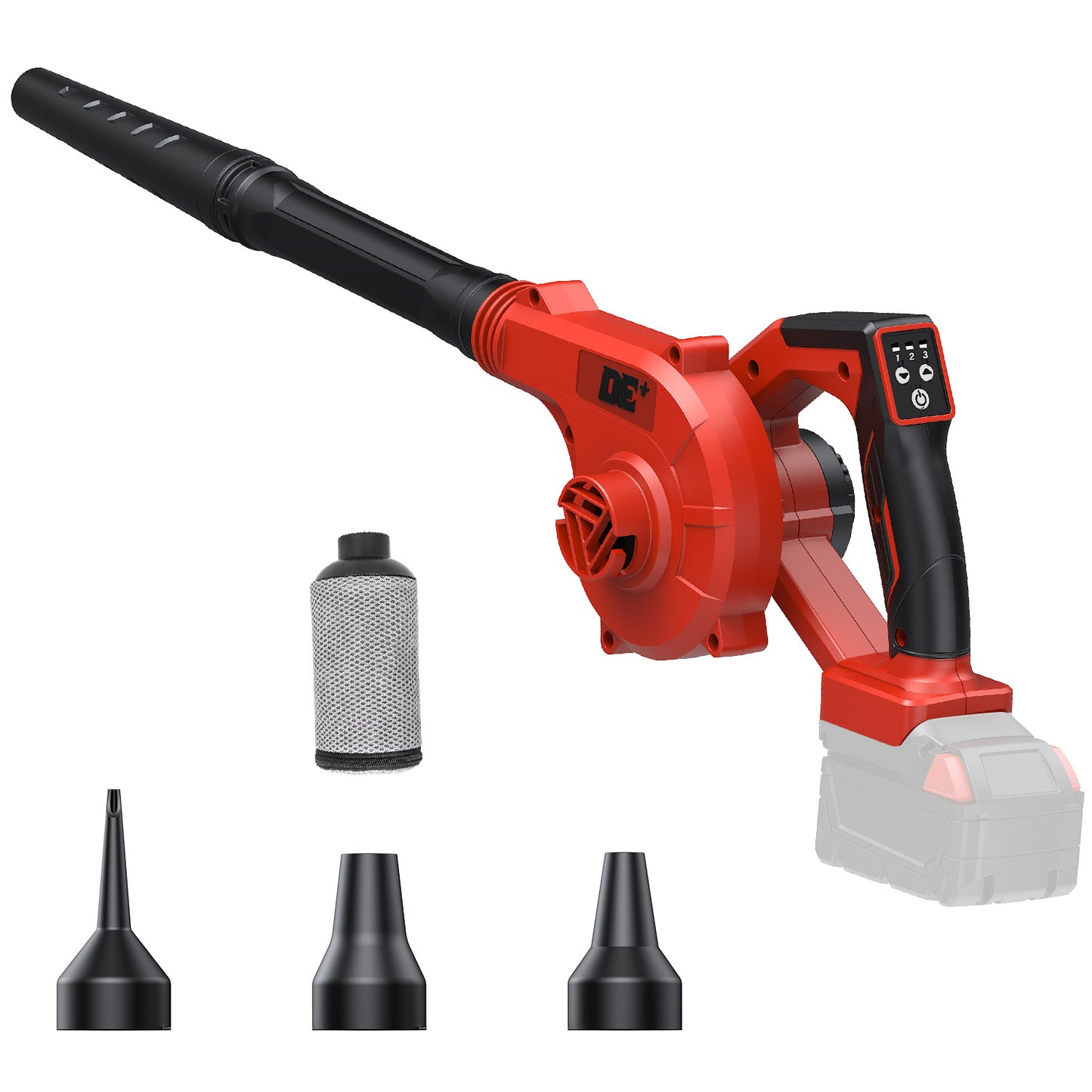 DeForce Cordless Leaf Blower for Milwaukee 18V Battery, 4 in 1 Blower/Vacuunm/Inflator/Deflator, Electric Mini Leaf Blower, 3 Speeds, 190 MPH with Extended Tube for Lawn Care(Bare Tool Only)