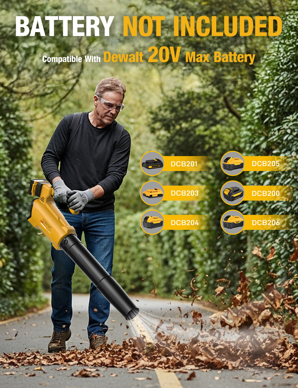 DeForce Cordless Leaf Blower for Dewalt 20V Max Battery, 420CFM Electric Leaf Blower Cordless, 45°Adjustable Handle, 3 Speed Settings, Battery Powered Blowers for Lawn Care(Bare Tool Only)