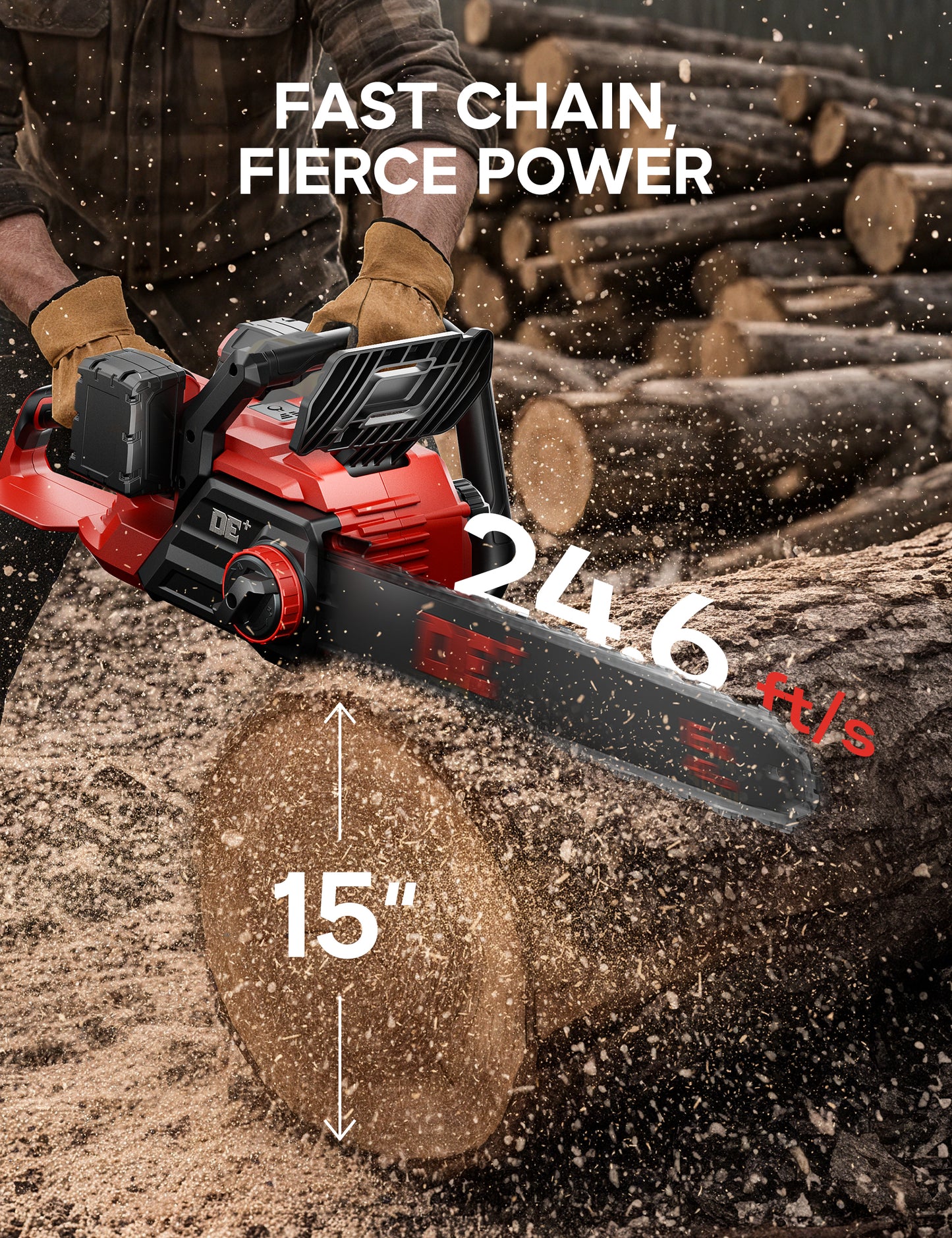 DEFORCE Chain Saw, Battery Powered Chainsaw, Electric Cordless A -11
