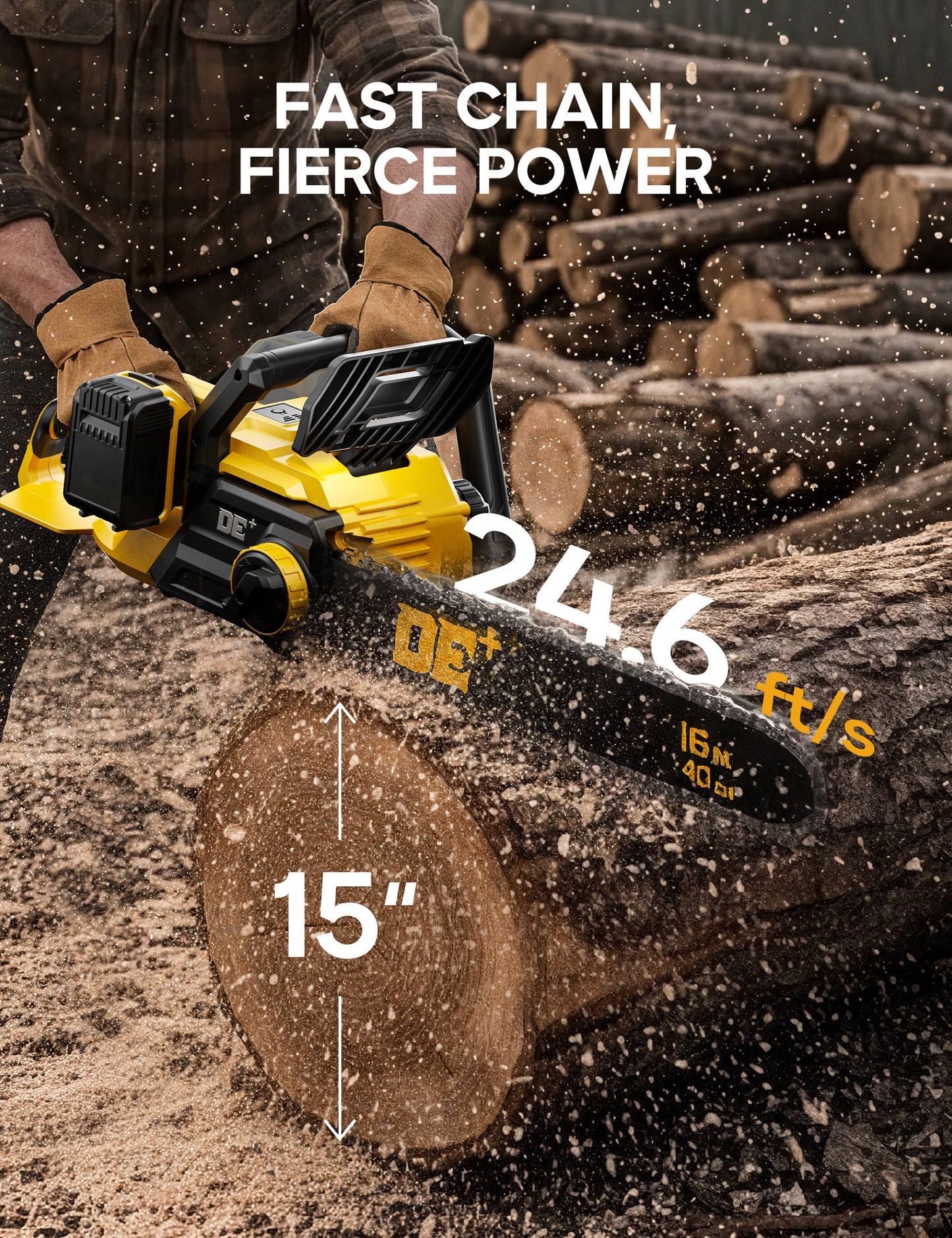 DEFORCE Chain Saw, Battery Powered Chainsaw, Electric Cordless A -2