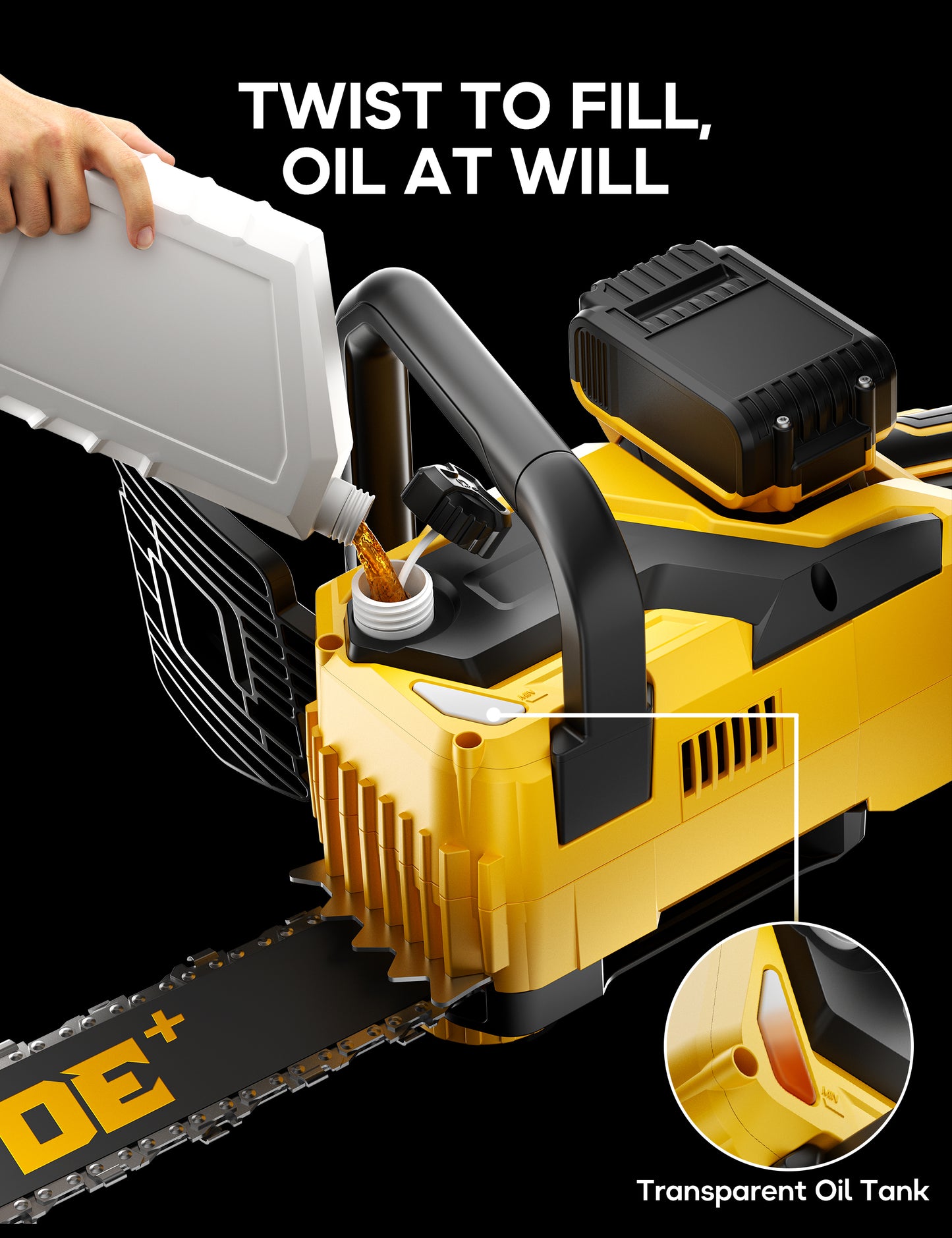 DEFORCE Chain Saw, Battery Powered Chainsaw, Electric Cordless A -2