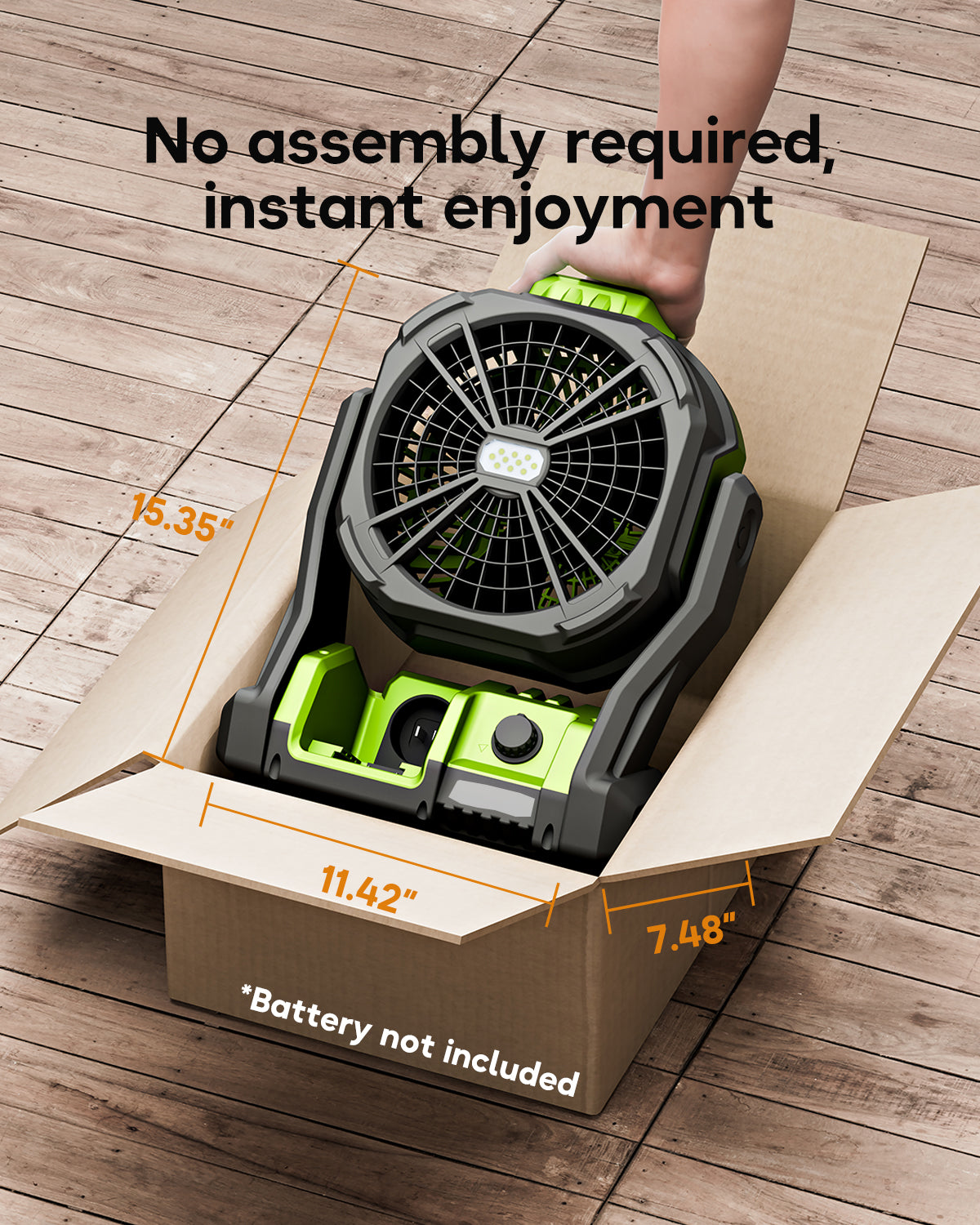 Battery Powered Fan, for DeWalt 20V Max Battery, Air Circulator Cordless, AC Corded Option, with LED Lights, for Household Ventilation Jobsite Construction Camping Workshop (Bare Tool Only)