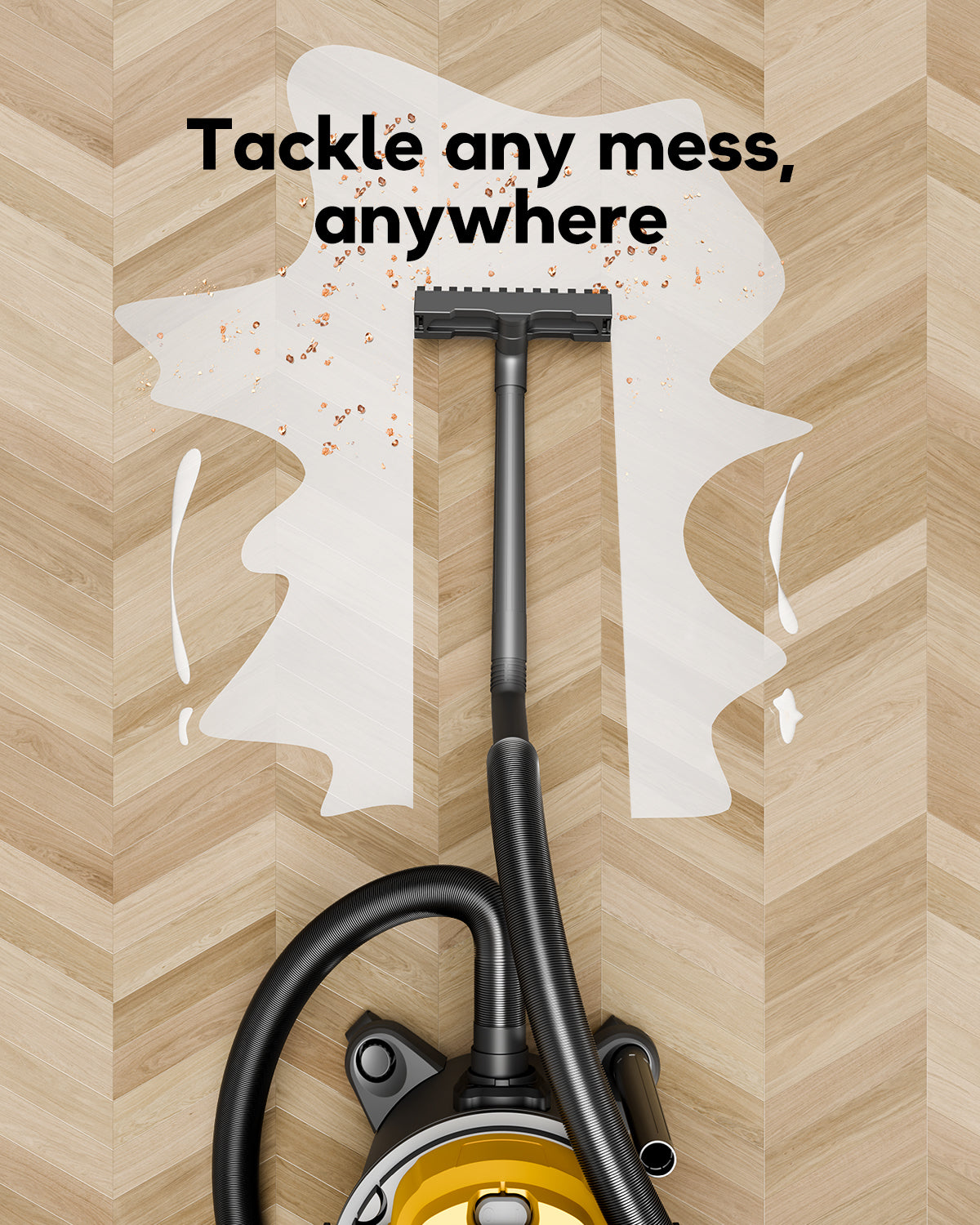 Cordless Shop Vacuum Wet/Dry, for DeWalt 20V Max Battery, 5.2-Gallon Battery Powered Vacuum Cleaner, Mustard, with Hose Nozzles HEPA Filters Wheels (Bare Tool ONLY)