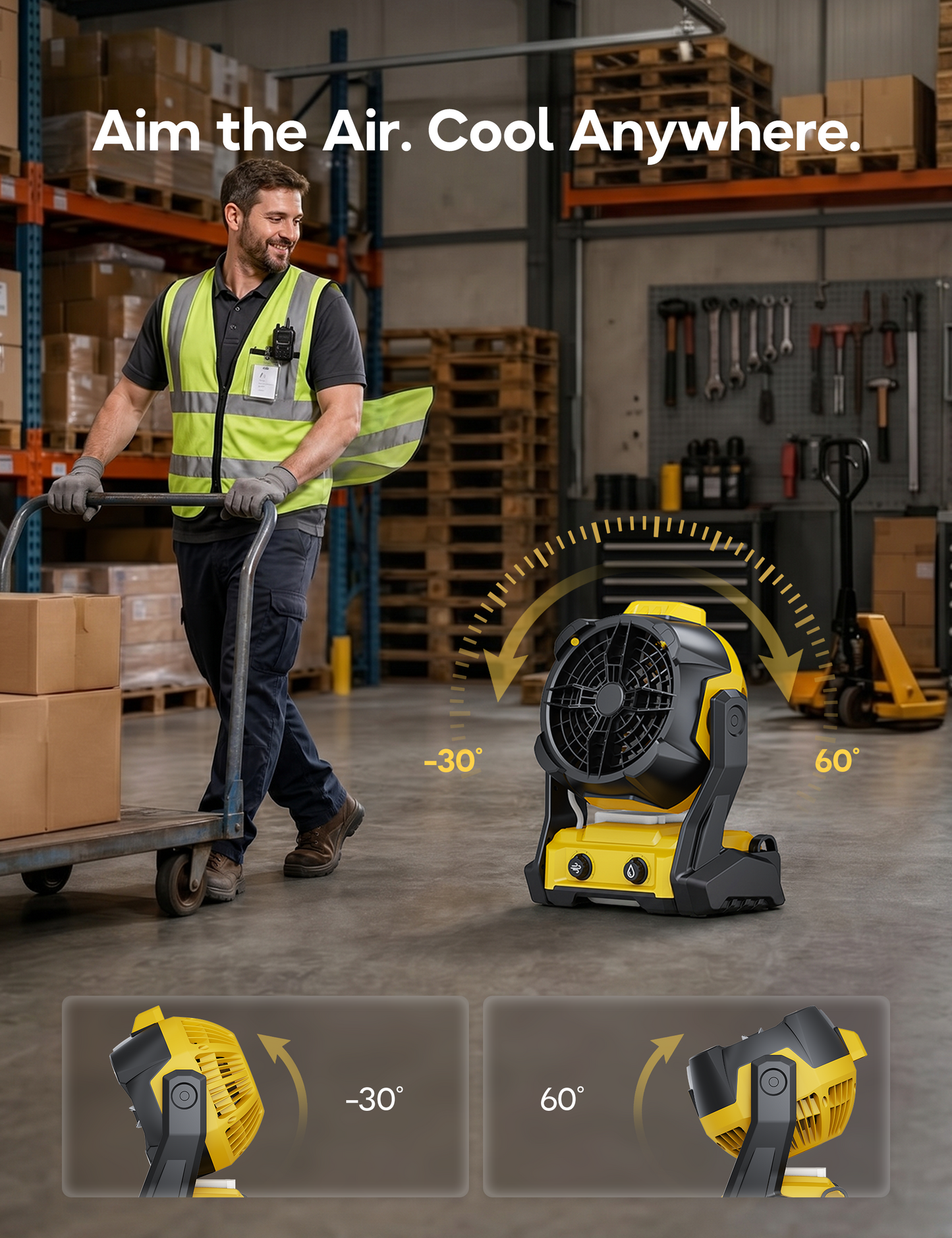 DeForce Portable Misting Fan, for DeWalt 20V Max Battery, Cordless Personal Fan for Outdoor Cooling, Variable Speed, Hook for Hanging, Jobsite, Camping, USB Port, Outdoor&Indoor Use(Bare Tool Only)