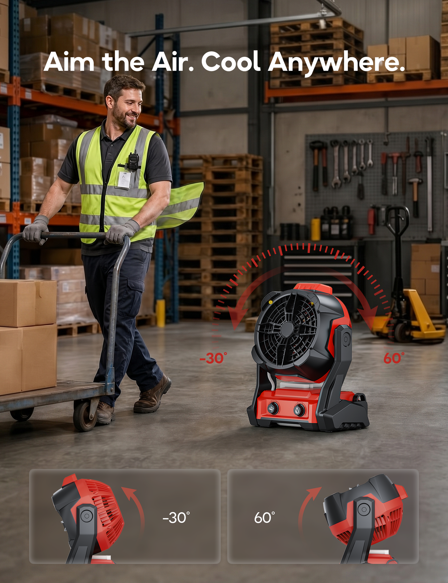 DeForce Portable Misting Fan, for Milwaukee M18 18V Battery, Cordless Personal Fan for Outdoor Cooling, Variable Speed, Hook for Hanging, Jobsite, Camping, USB Port, Outdoor&Indoor Use(Bare Tool Only)