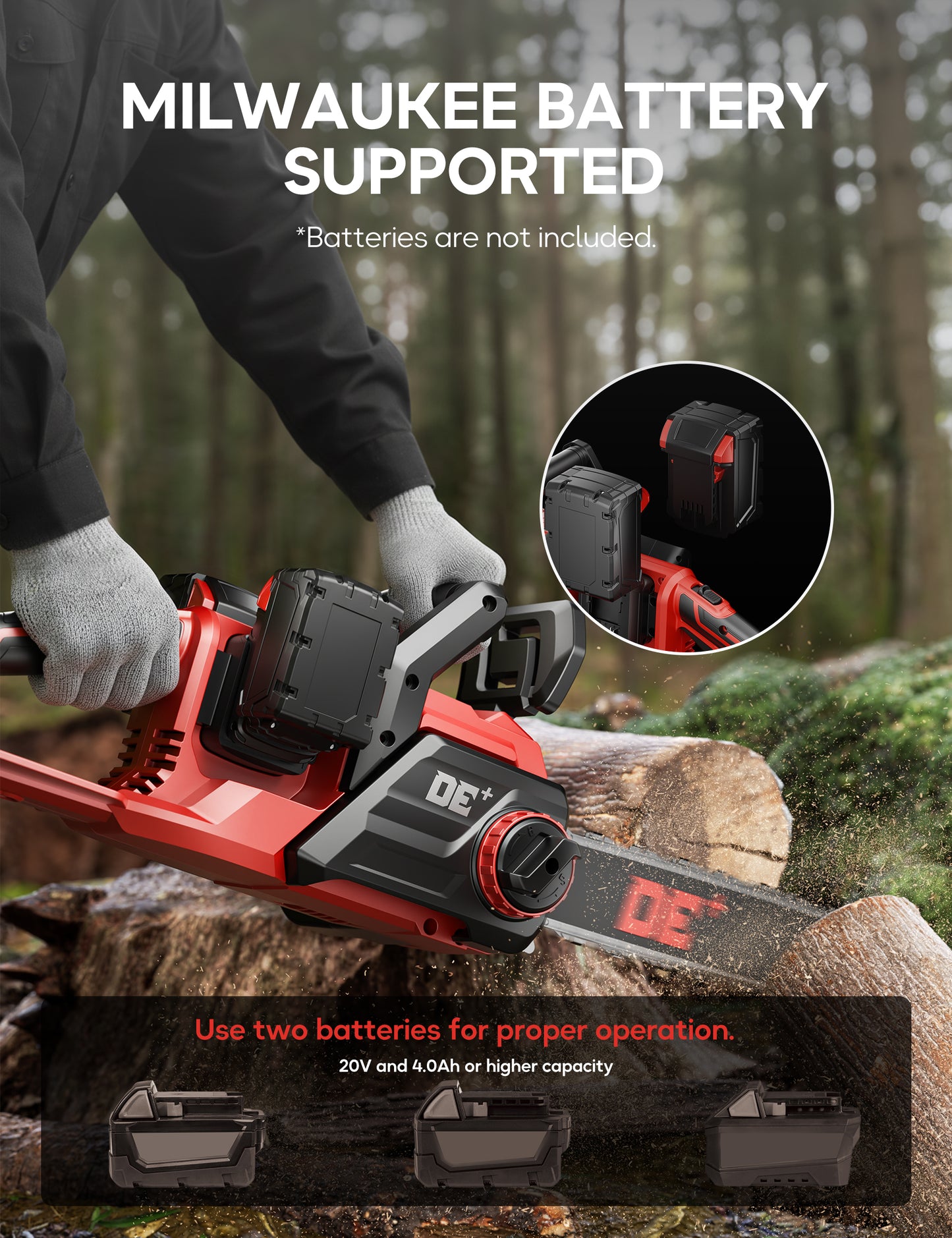 DEFORCE Chain Saw, Battery Powered Chainsaw, Electric Cordless A -11