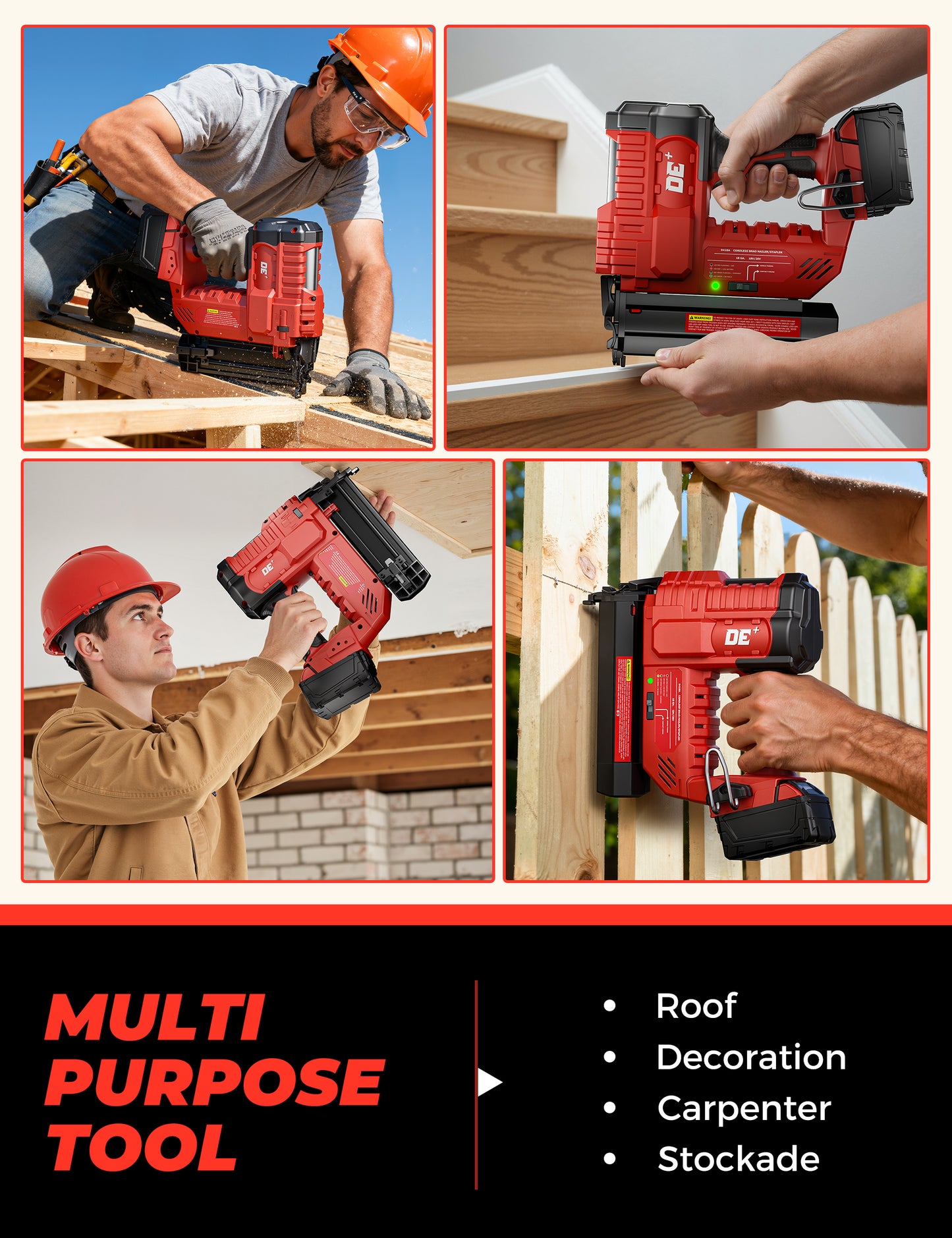 DeForce 18GA Cordless Brad Nailer, 2" Nail Gun for for Milwaukee 18V Battery(No Battery), 2 IN 1 Electric Stapler, 2026 Upgraded Tool-Free Jam Release, 2 Firing Mode, Adjustable Depth, 1000pcs Nails