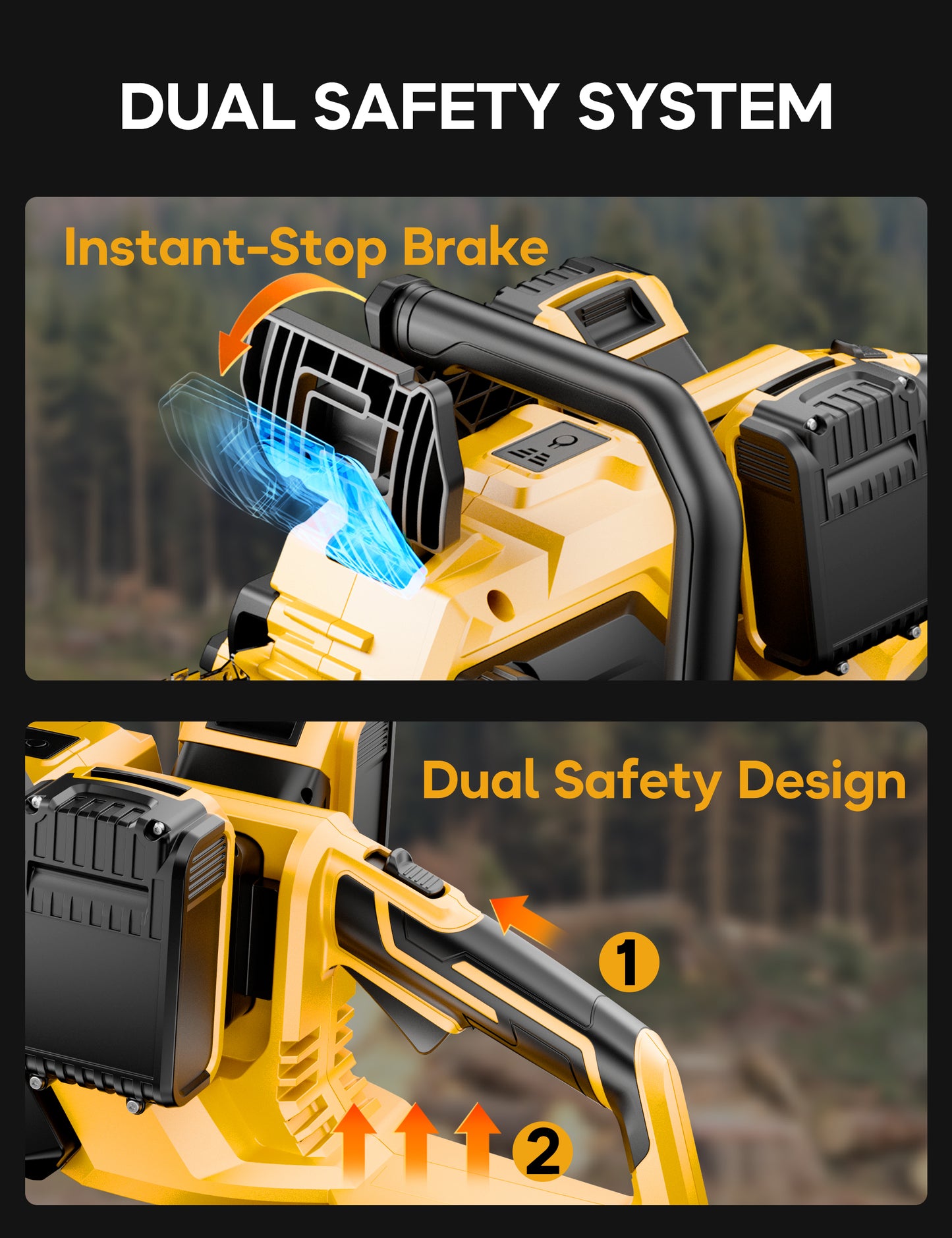 DEFORCE Chain Saw, Battery Powered Chainsaw, Electric Cordless A -2