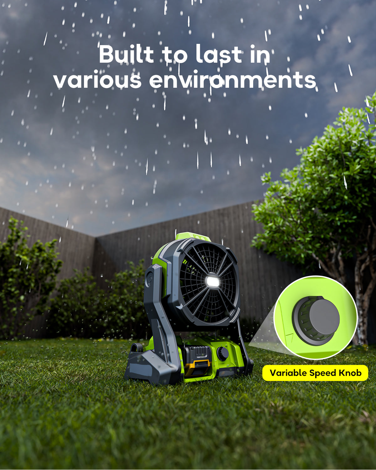 Battery Powered Fan, for DeWalt 20V Max Battery, Air Circulator Cordless, AC Corded Option, with LED Lights, for Household Ventilation Jobsite Construction Camping Workshop (Bare Tool Only)