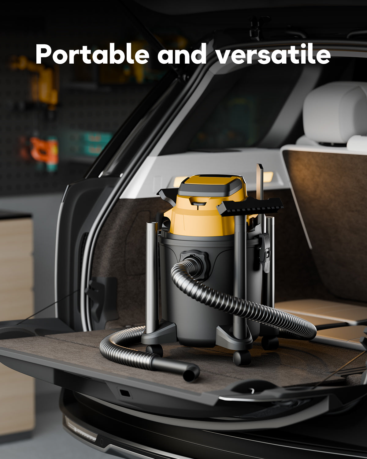 Cordless Shop Vacuum Wet/Dry, for DeWalt 20V Max Battery, 5.2-Gallon Battery Powered Vacuum Cleaner, Mustard, with Hose Nozzles HEPA Filters Wheels (Bare Tool ONLY)