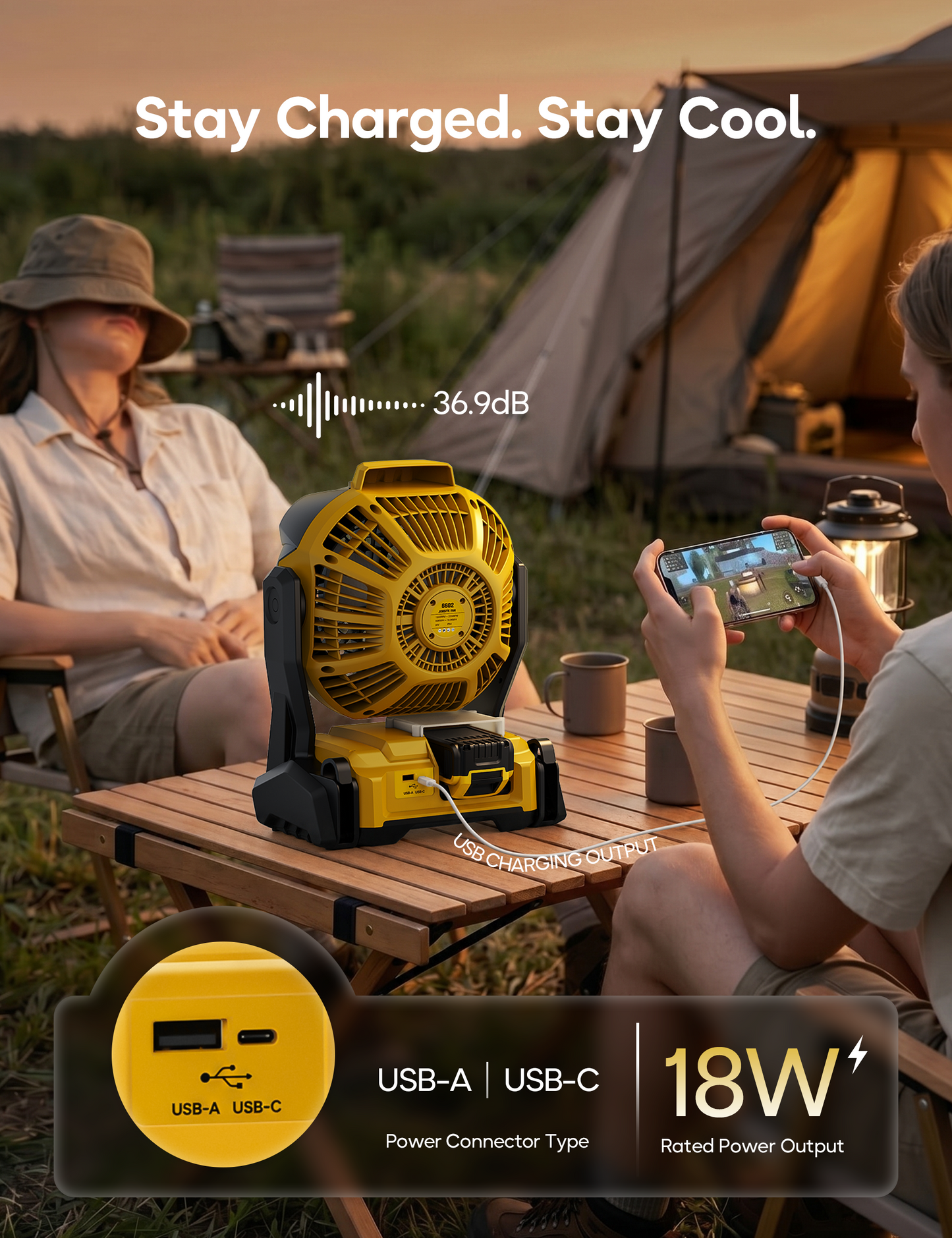 DeForce Portable Misting Fan, for DeWalt 20V Max Battery, Cordless Personal Fan for Outdoor Cooling, Variable Speed, Hook for Hanging, Jobsite, Camping, USB Port, Outdoor&Indoor Use(Bare Tool Only)
