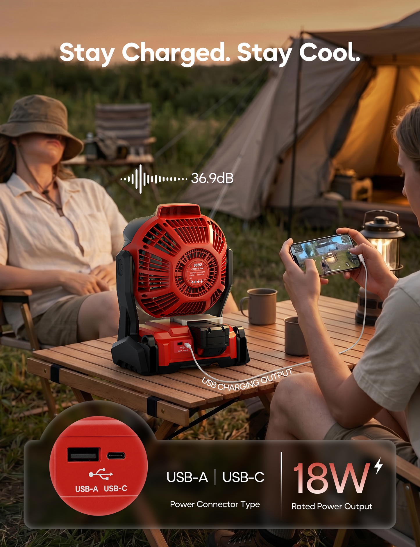 DeForce Portable Misting Fan, for Milwaukee M18 18V Battery, Cordless Personal Fan for Outdoor Cooling, Variable Speed, Hook for Hanging, Jobsite, Camping, USB Port, Outdoor&Indoor Use(Bare Tool Only)