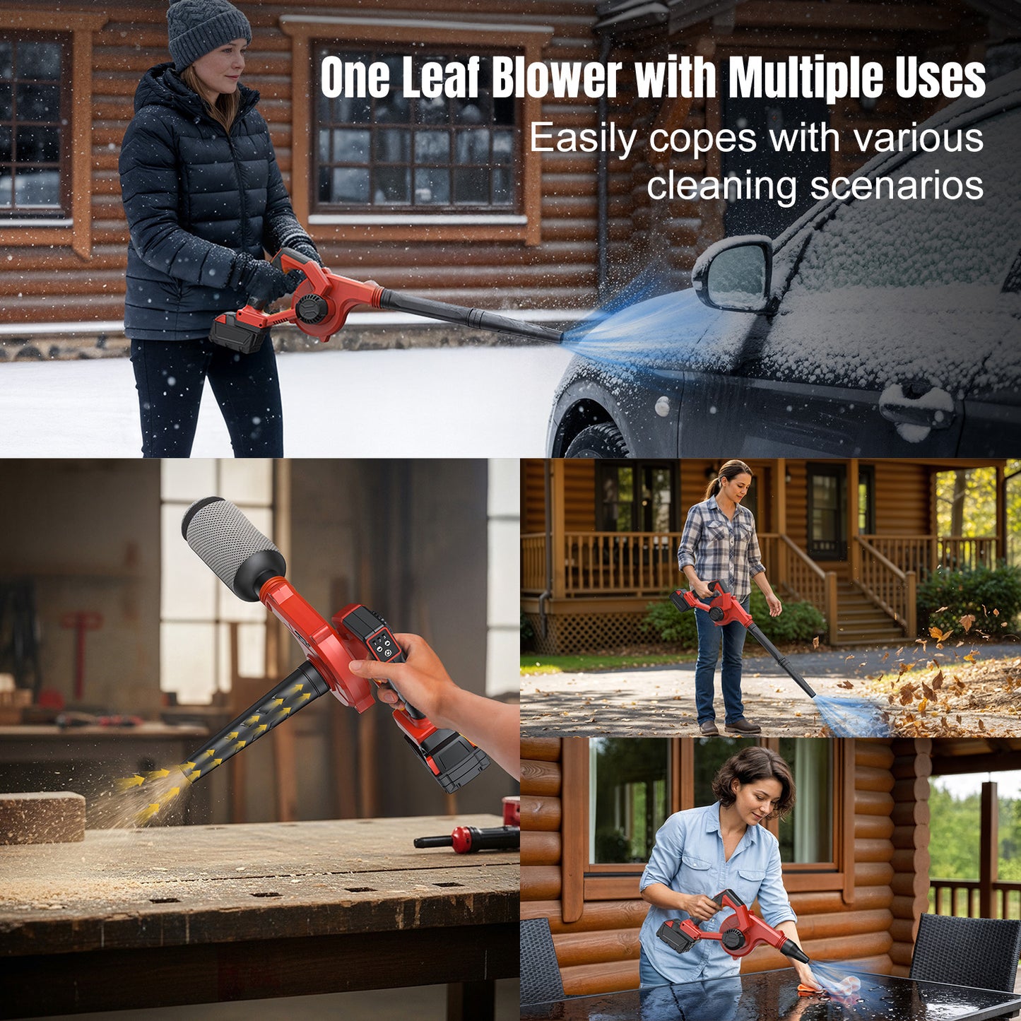 DeForce Cordless Leaf Blower for Milwaukee 18V Battery, 4 in 1 Blower/Vacuunm/Inflator/Deflator, Electric Mini Leaf Blower, 3 Speeds, 190 MPH with Extended Tube for Lawn Care(Bare Tool Only)
