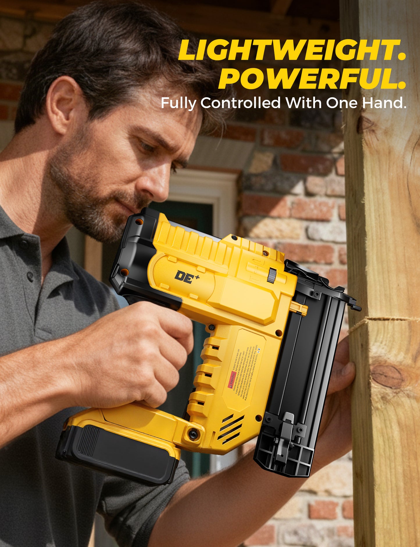 DeForce 18GA Cordless Brad Nailer, 2" Nail Gun for Dewalt 20V Max Battery, 2 IN 1 Electric Stapler, 2026 Upgraded Tool-Free Jam Release, 2 Firing Modes, Adjustable Depth, 1000pcs Nails(No Battery)