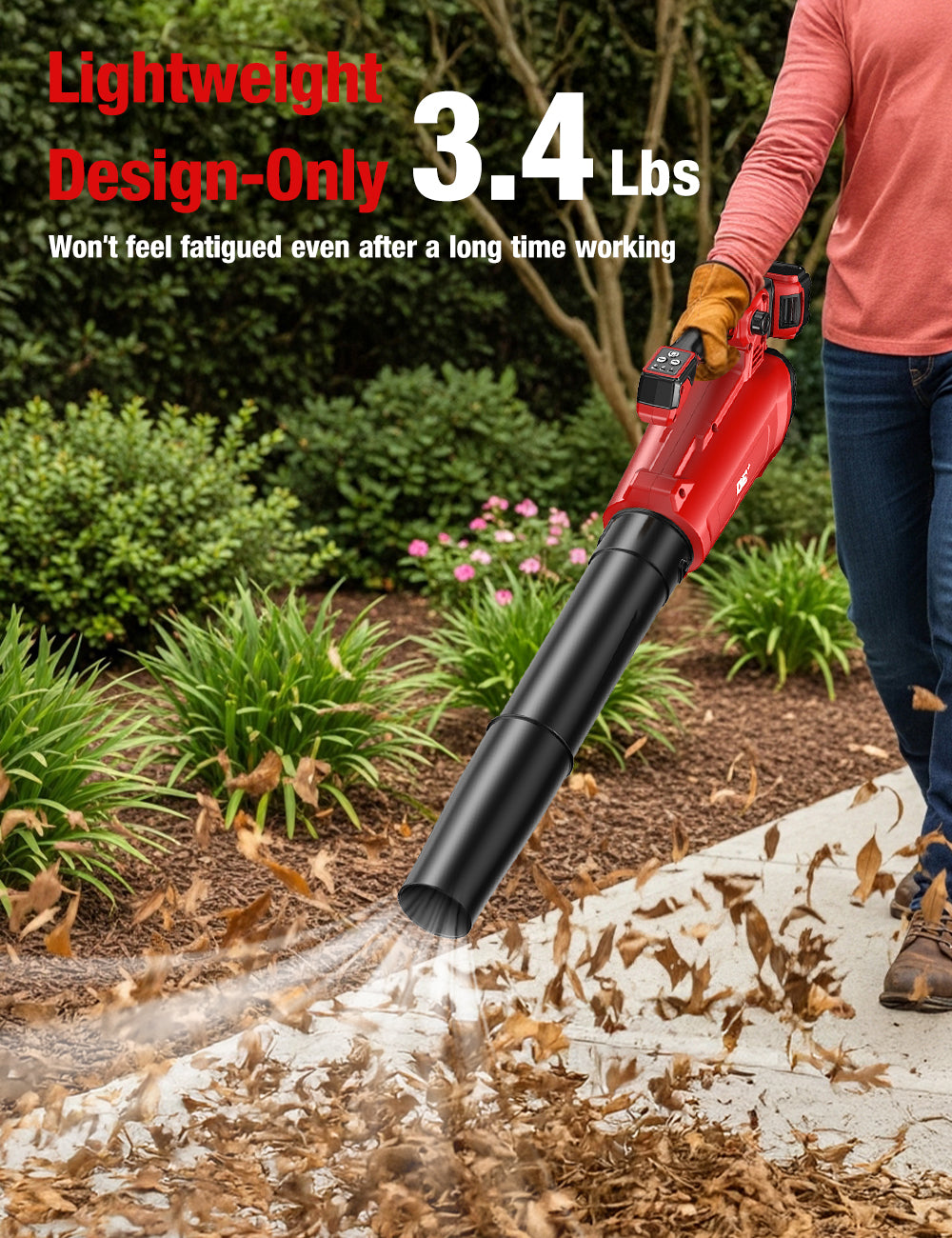 DeForce Cordless Leaf Blower for Milwaukee 18V Battery, 285CFM/100MPH Electric Leaf Blower Cordless, 3 Speed, 45°Adjustable Handle, Battery Powered Blowers for Lawn Care, Yard (Bare Tool Only), Red