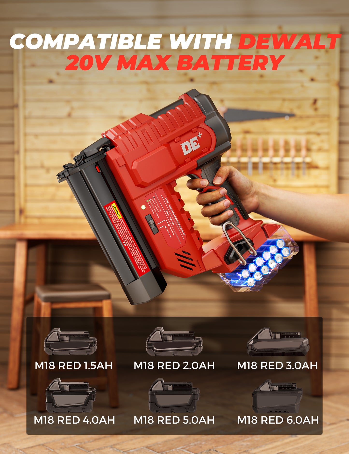 DeForce 18GA Cordless Brad Nailer, 2" Nail Gun for for Milwaukee 18V Battery(No Battery), 2 IN 1 Electric Stapler, 2026 Upgraded Tool-Free Jam Release, 2 Firing Mode, Adjustable Depth, 1000pcs Nails