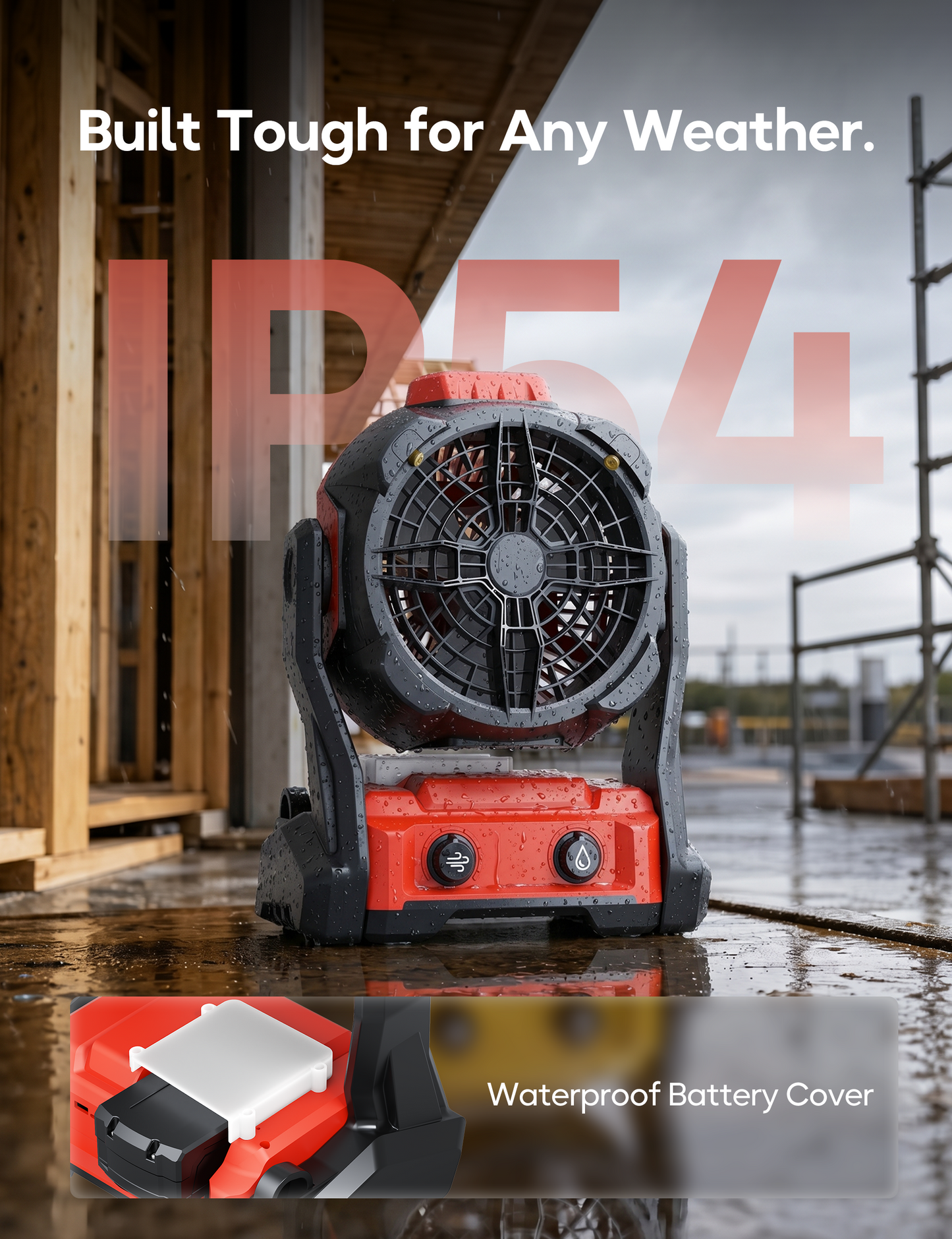 DeForce Portable Misting Fan, for Milwaukee M18 18V Battery, Cordless Personal Fan for Outdoor Cooling, Variable Speed, Hook for Hanging, Jobsite, Camping, USB Port, Outdoor&Indoor Use(Bare Tool Only)