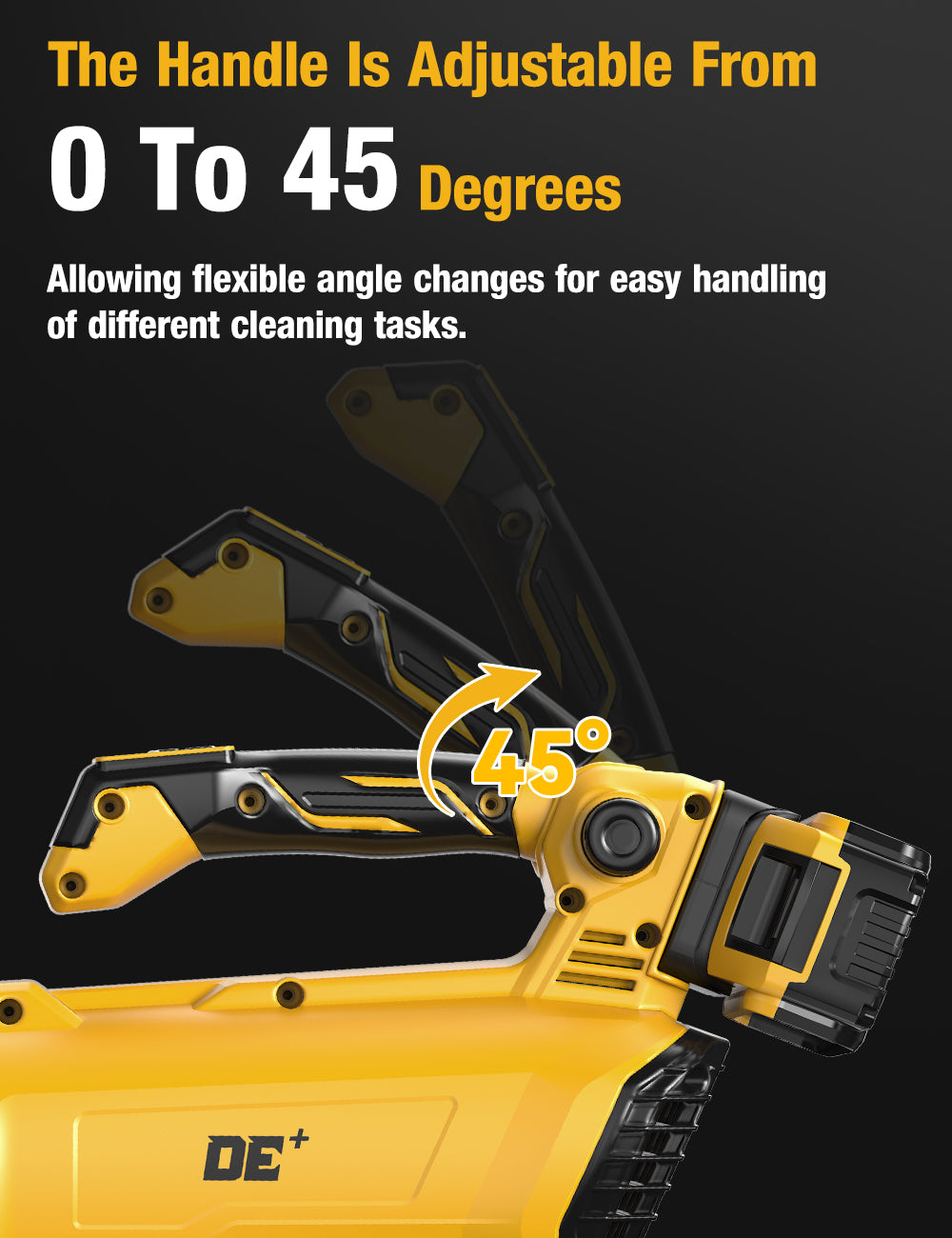 DeForce Cordless Leaf Blower for Dewalt 20V Max Battery, 420CFM Electric Leaf Blower Cordless, 45°Adjustable Handle, 3 Speed Settings, Battery Powered Blowers for Lawn Care(Bare Tool Only)