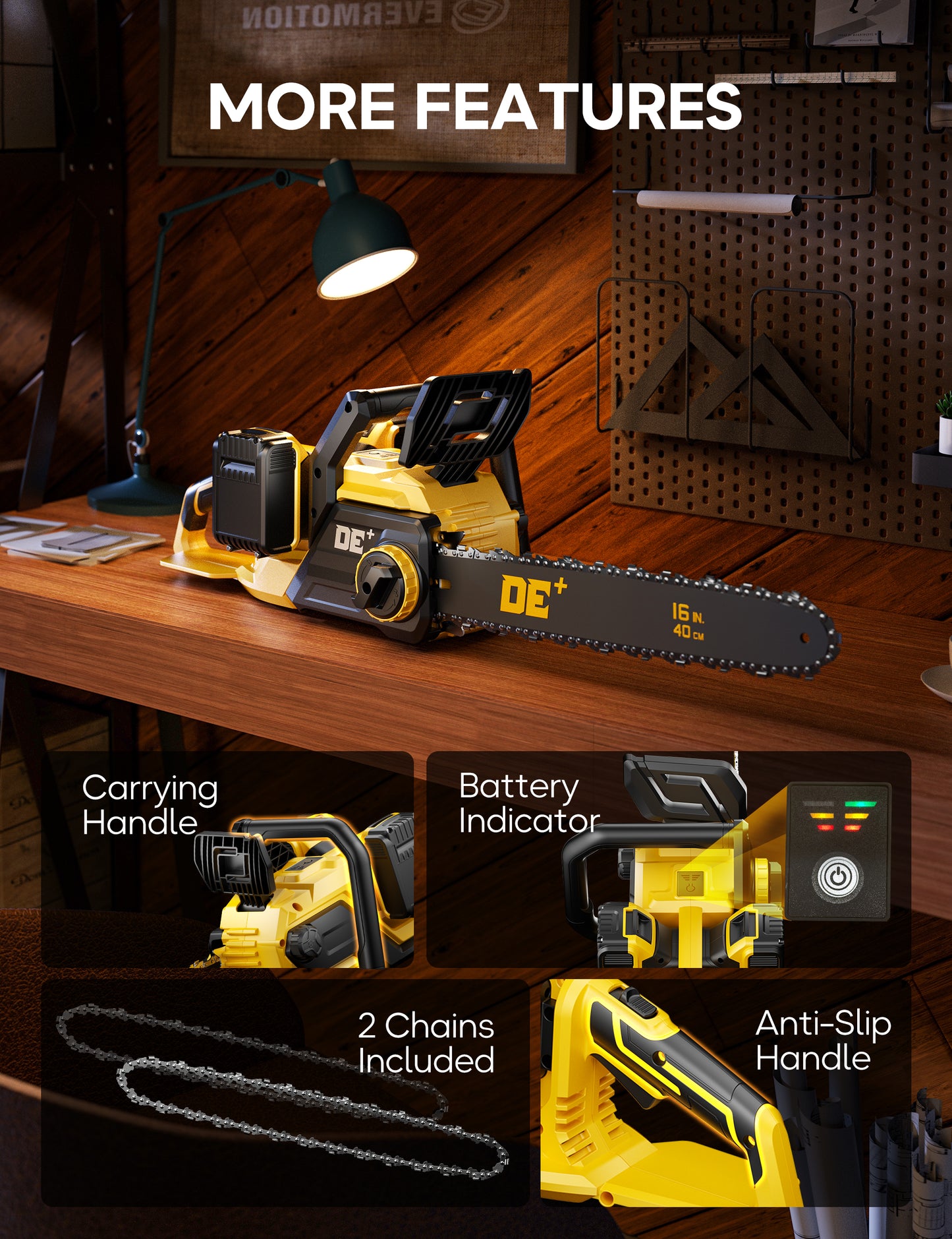 DEFORCE Chain Saw, Battery Powered Chainsaw, Electric Cordless A -2