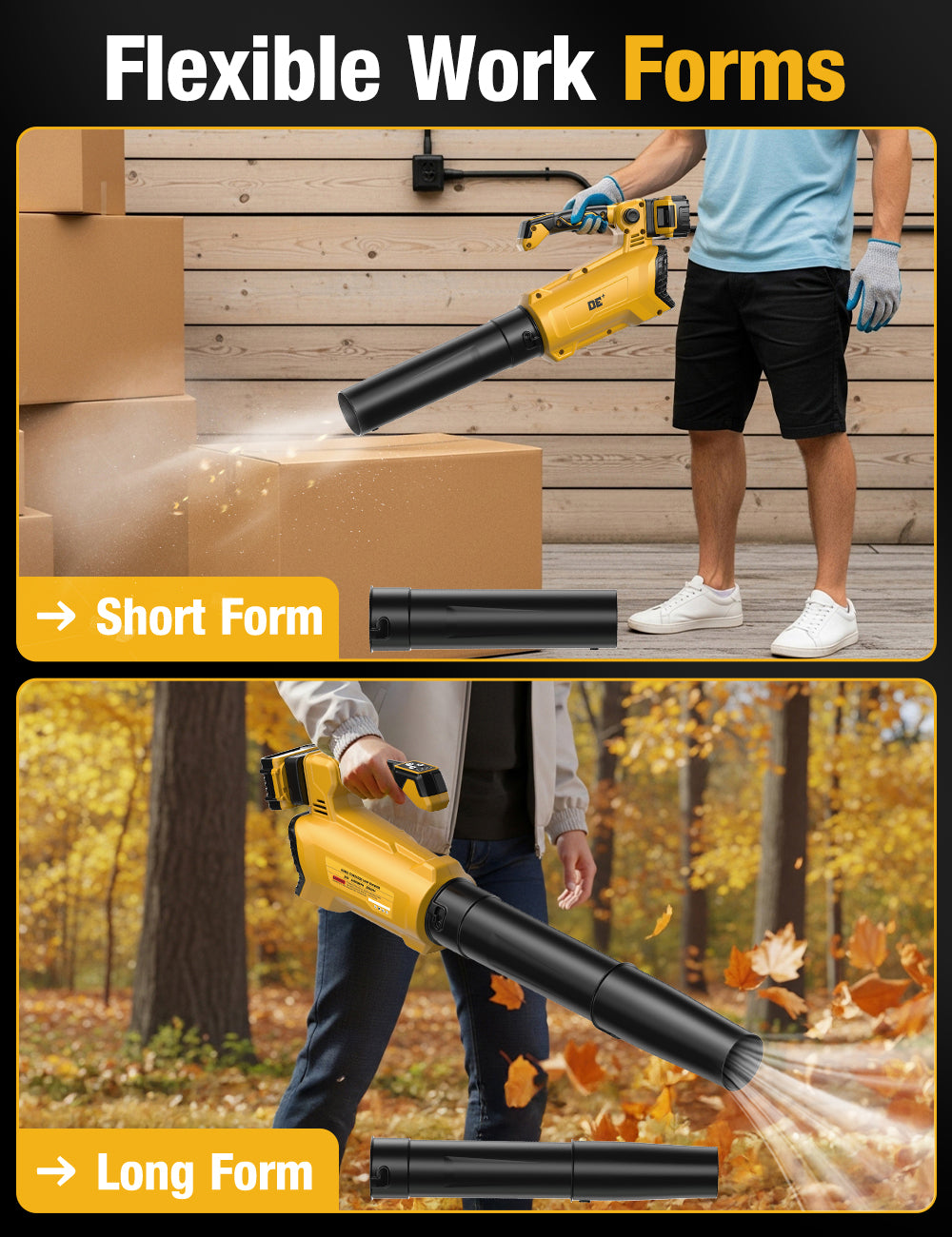 DeForce Cordless Leaf Blower for Dewalt 20V Max Battery, 420CFM Electric Leaf Blower Cordless, 45°Adjustable Handle, 3 Speed Settings, Battery Powered Blowers for Lawn Care(Bare Tool Only)