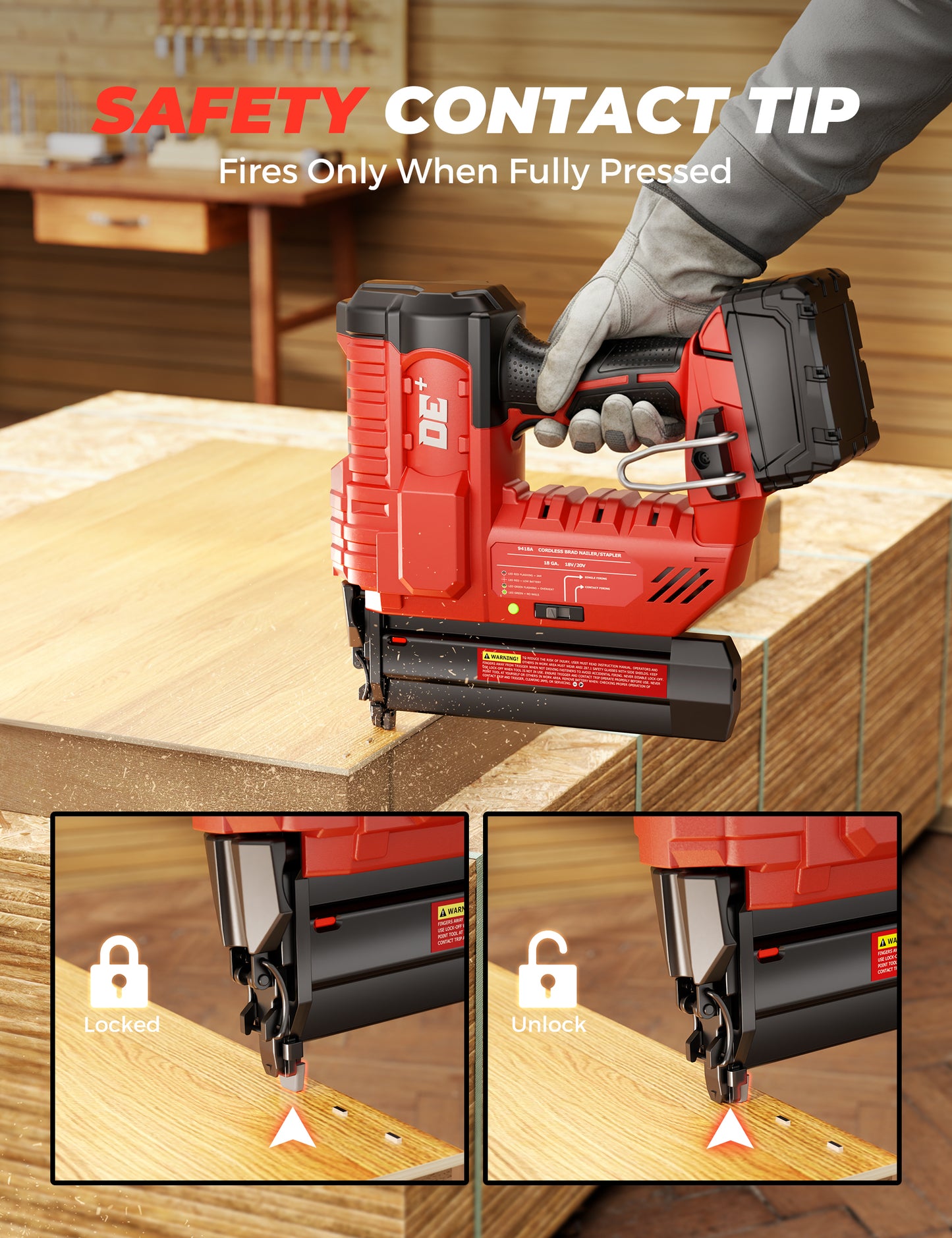 DeForce 18GA Cordless Brad Nailer, 2" Nail Gun for for Milwaukee 18V Battery(No Battery), 2 IN 1 Electric Stapler, 2026 Upgraded Tool-Free Jam Release, 2 Firing Mode, Adjustable Depth, 1000pcs Nails